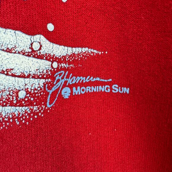 VTG Morning Sun Red Collared Snowman Winter Sweatshirt Grannycore Size Large - Picture 4 of 16